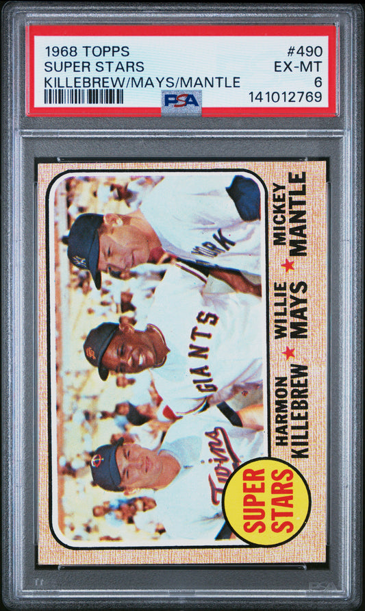 Mickey Mantle + Willie Mays + Killebrew 1968 Topps Superstars #490 PSA 6 Ex-Mint