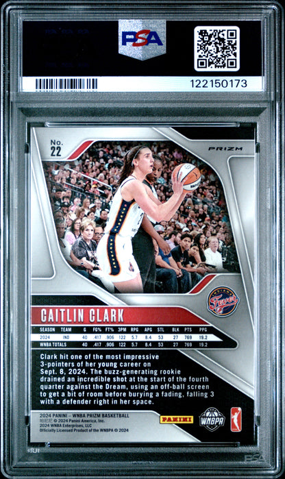Caitlin Clark 2024 Panini Prizm WNBA Rookie #22 PSA 9 Mint