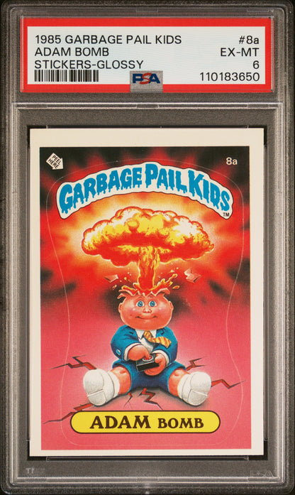 Adam Bomb 1985 Topps Garbage Pail Kids #8a Glossy Stickers PSA 6 Ex-Mint