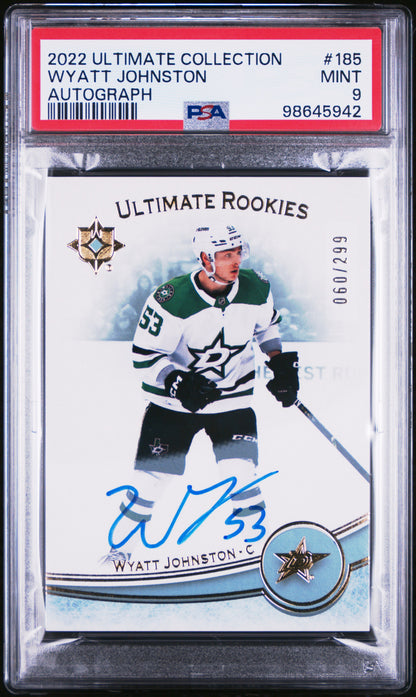 Wyatt Johnston 2022 Upper Deck Ultimate Rookie Auto #60/299 PSA 9 Mint