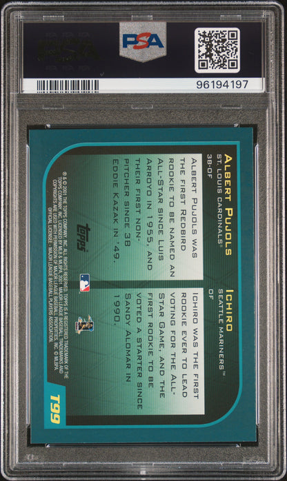 Ichiro + Albert Pujols 2021 Topps Traded #T99 RC PSA 9 Mint