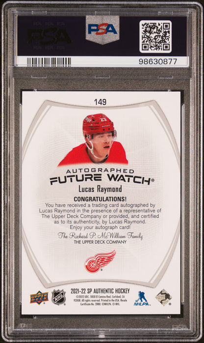 Lucas Raymond 2021 Upper Deck SP Authentic Auto #265/999 PSA 10 Gem Mint