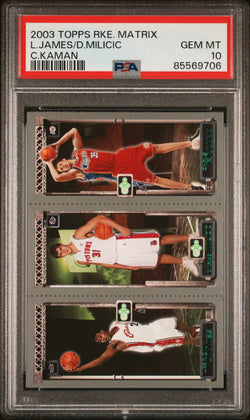 Lebron James + Milicic + Kaman 2003 Topps Rookie Matrix PSA 10 Gem Mint