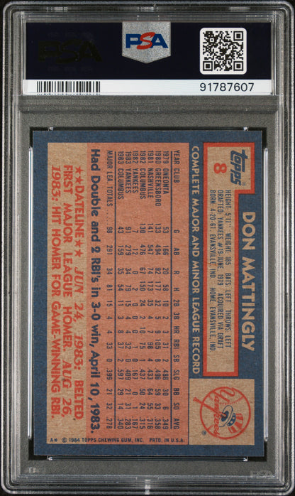 Don Mattingly 1984 TOpps Rookie #8 PSA 9 Mint
