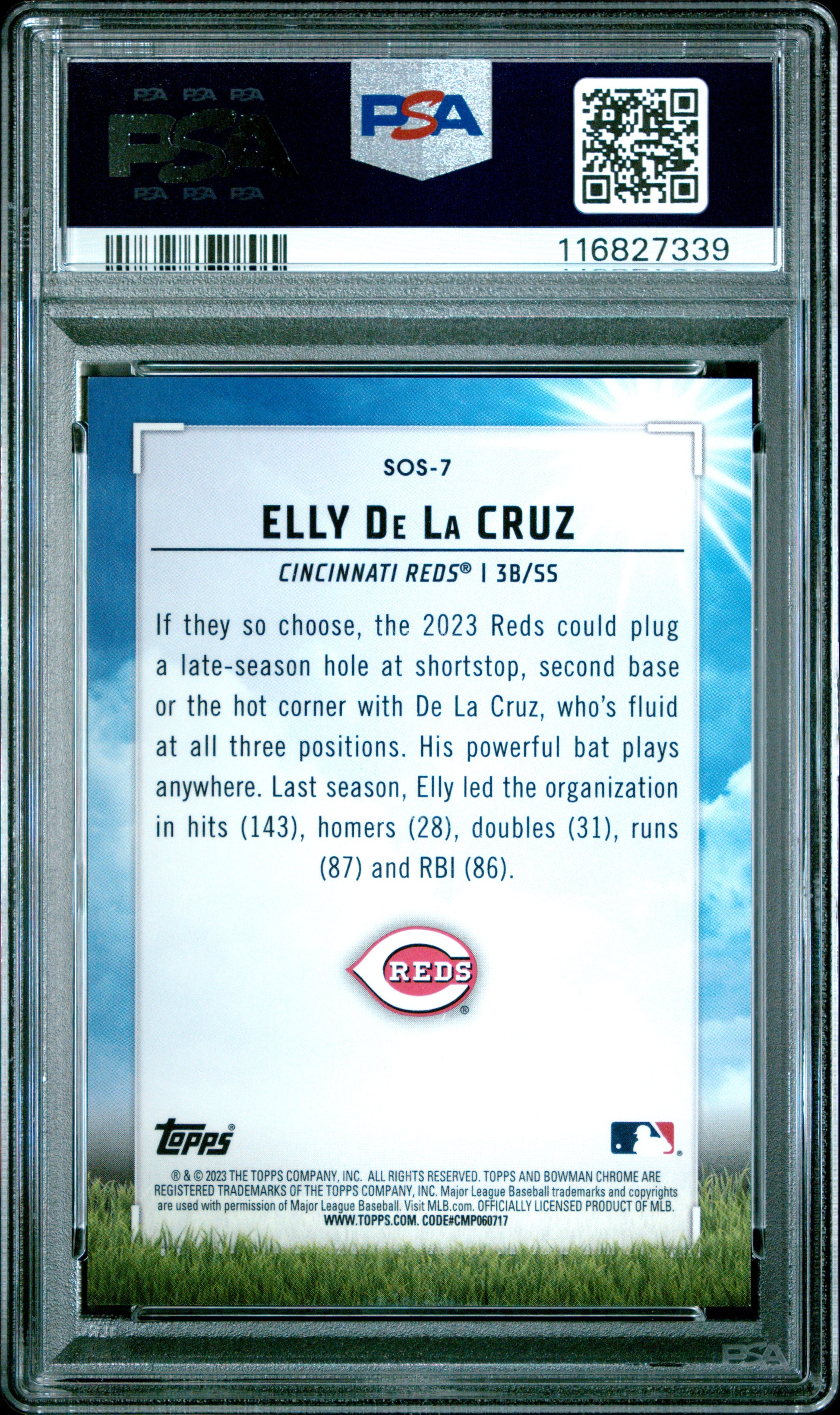 Elly de la Cruz 2023 Bowman Sights on September Orange Refractor #23/25 PSA 10 Gem Mint