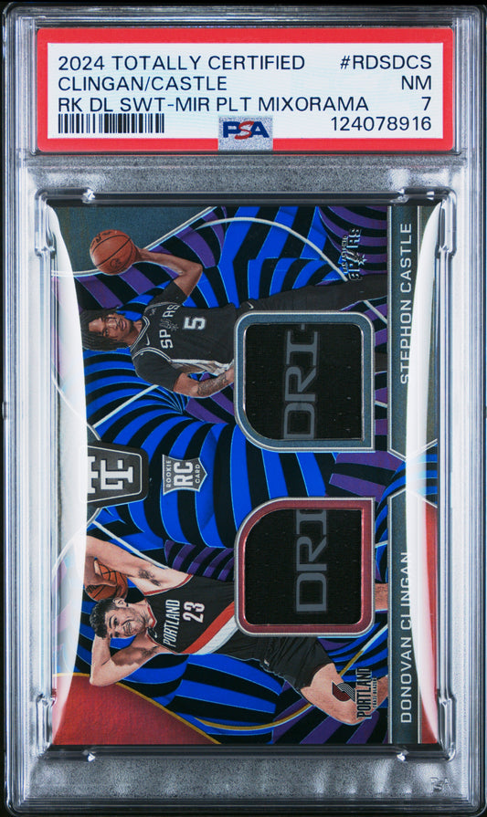 Donovan Clingan + Stephon Castle 2023 Totally Certified Dual Patch Minormama #1/5 PSA 7 Near Mint