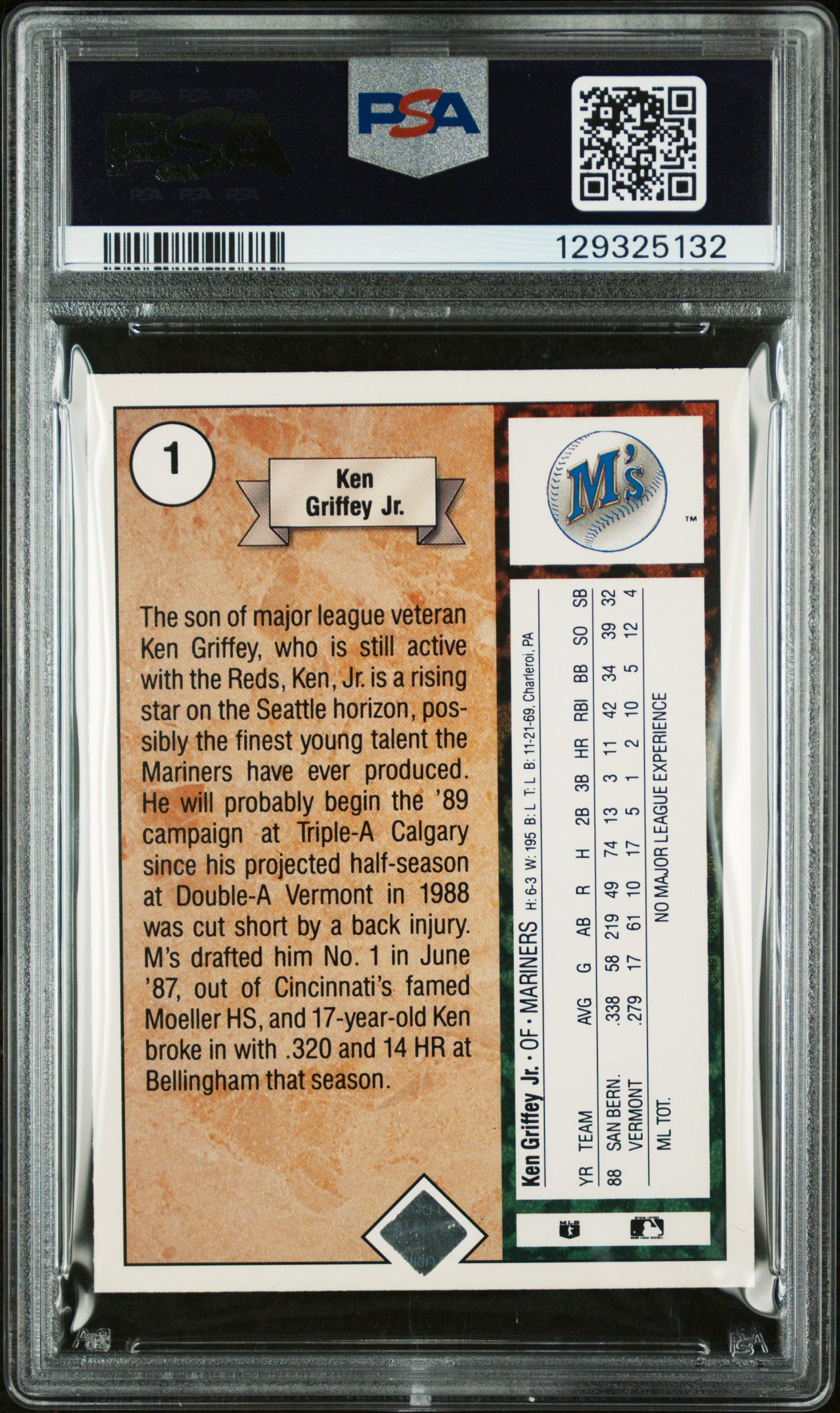 Ken Griffey Jr. 1989 Upper Deck Rookie #1 PSA 6 Ex-Mint 5132