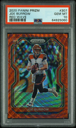 Joe Burrow 2020 Panini Prizm #307 Red Wave Rookie #88/149 PSA 10 Gem Mint