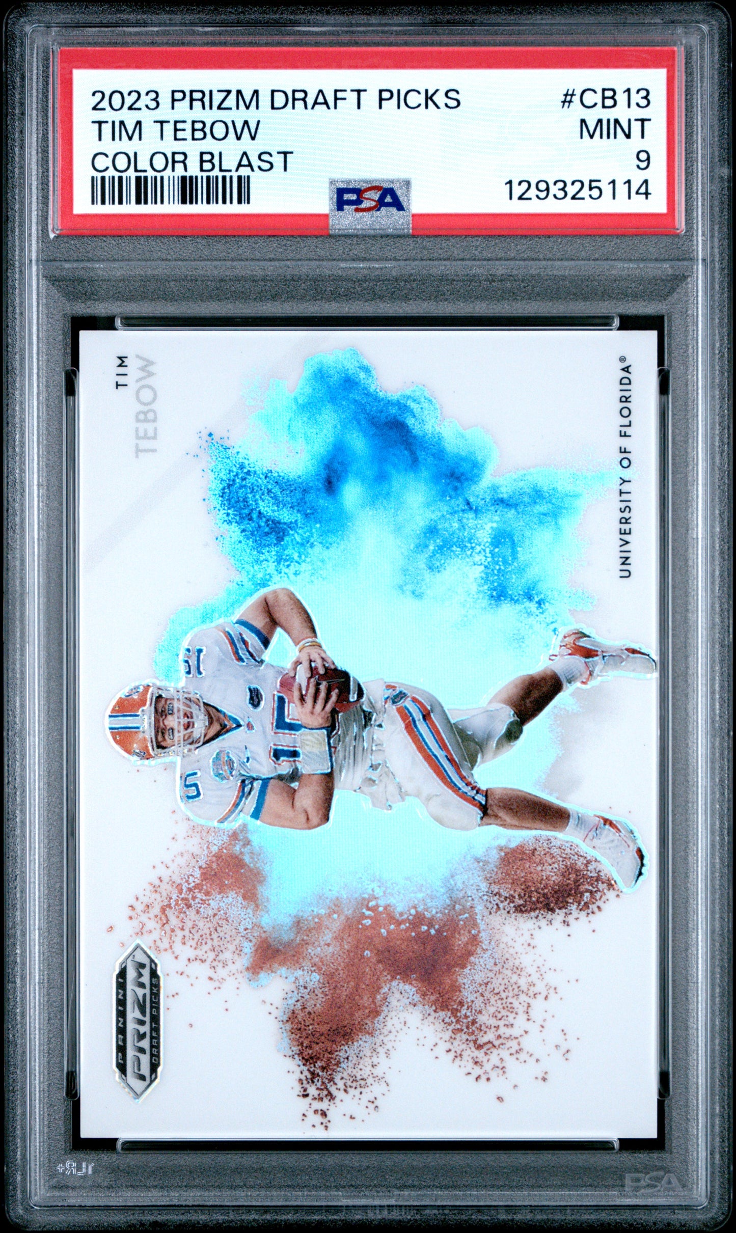 Tim Tebow 2023 Panini Prizm Draft Picks Color Blast PSA 9 Mint