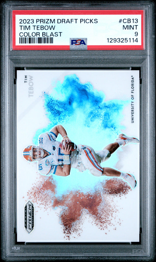 Tim Tebow 2023 Panini Prizm Draft Picks Color Blast PSA 9 Mint