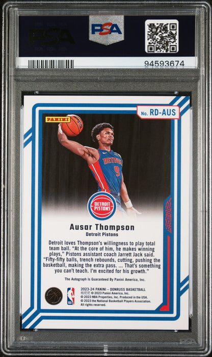 Ausar Thompson 2023 Donruss Rookie Dominators Gold Auto #10/10 PSA 9 Mint
