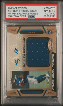 Anthony Richardson 2023 Panini Certified Mirror Bronze Auto Jersey #37/99 PSA 8 Auto 10