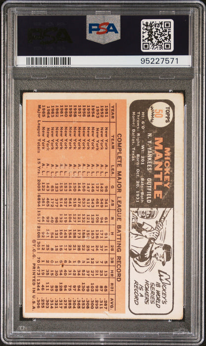 Mickey Mantle 1966 Topps #50 PSA 1 Poor 7571