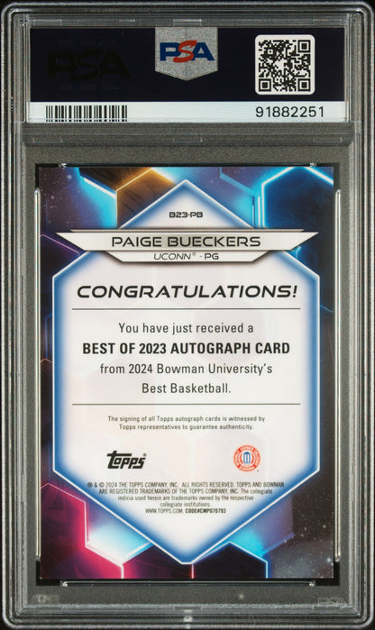 Paige Bueckers 2023 Bowmans Best of 23 Auto #64/125 PSA 9 Auto 10