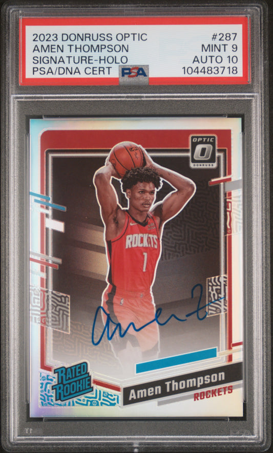 Amen Thompson 2023 Donruss Optic Holo Auto PSA 9 Auto 10