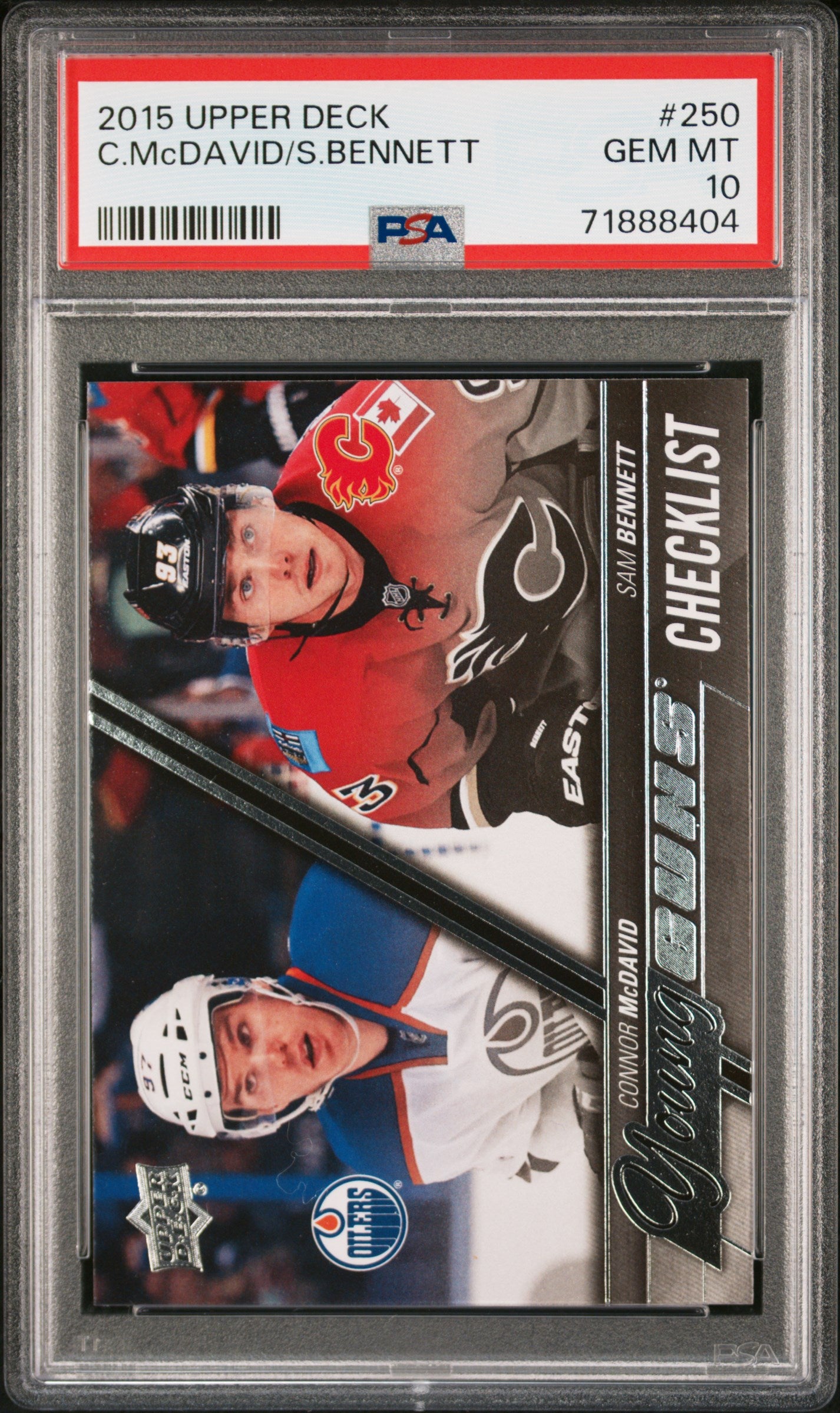 Connor McDavid + Sam Bennett 2015 Upper Deck Rookie Checklist #250 PSA 10 Gem Mint