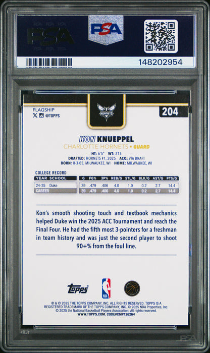Kon Knueppel 2025 Topps Rookie #204 Blackout PSA 10 Gem Mint