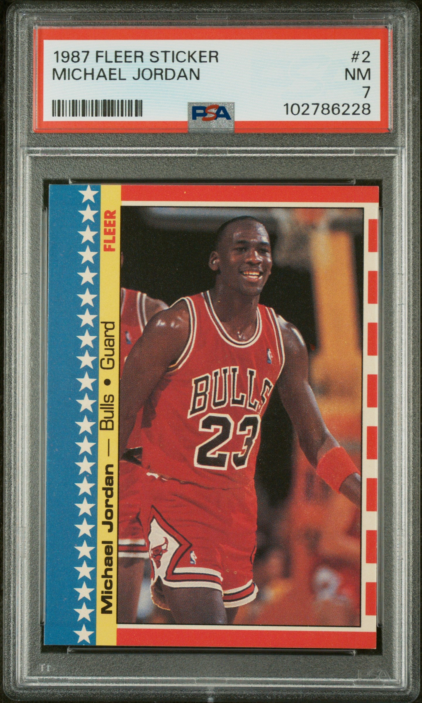 Michael Jordan 1987 Fleer Stickers #2 PSA 7 Near Mint 6228