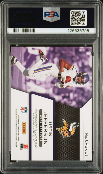 Justin Jefferson 2022 Panini Certified Potential Mirror Red Autograph #1/20 PSA 8 Auto 9