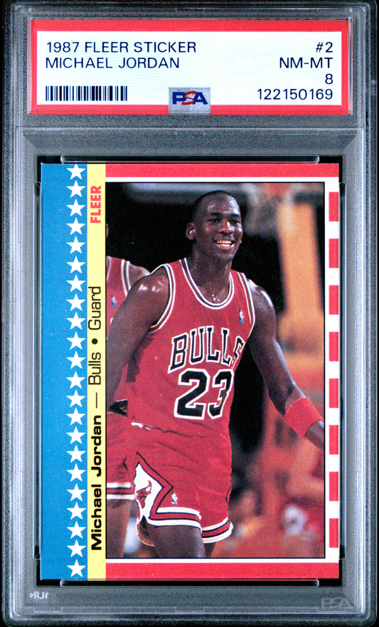Michael Jordan 1987 Fleer Sticker #2 PSA 8 Nm-Mint 0169
