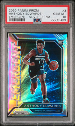 Anthony Edwards 2020 Panini Prizm Emergent Silver PSA 10 Gem Mint