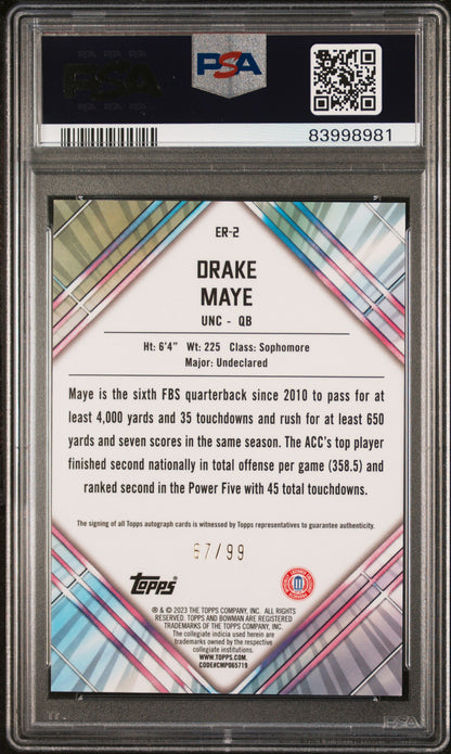 Drake Maye 2023 Bowman Chrome University Early Risers Auto #67/99 PSA 10 Gem Mint