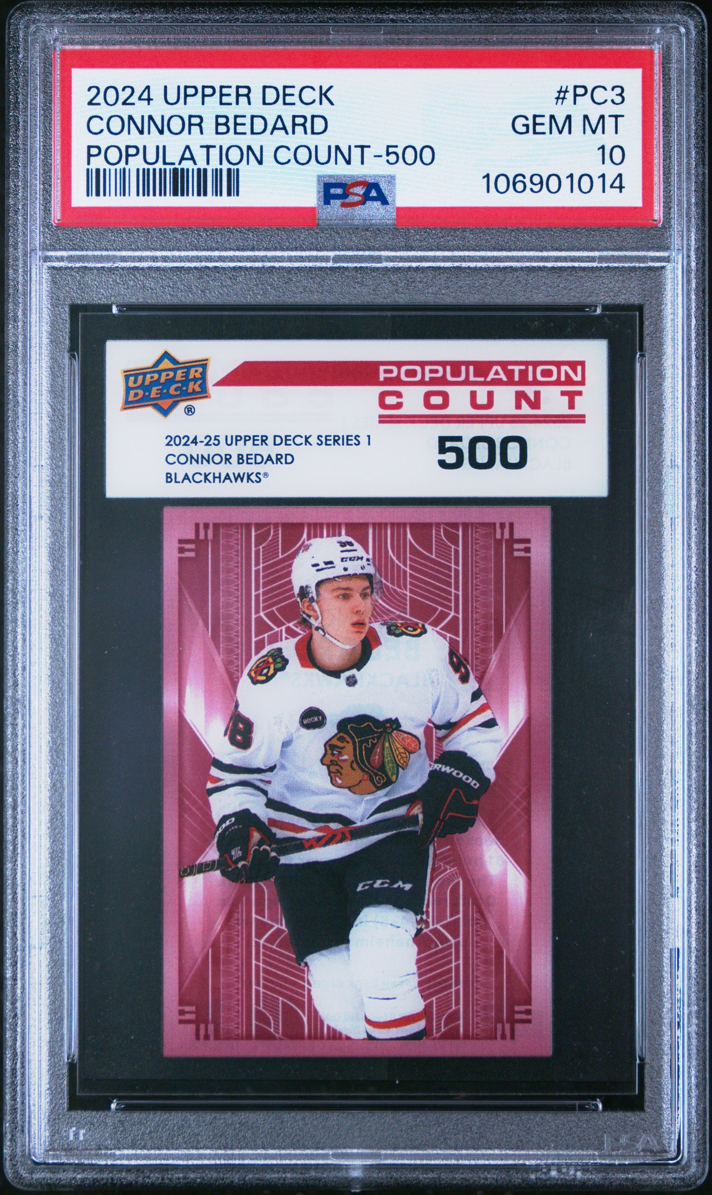 Connor Bedard 2024 Upper Deck Population Count 500 #PC3 PSA 10 Gem Mint