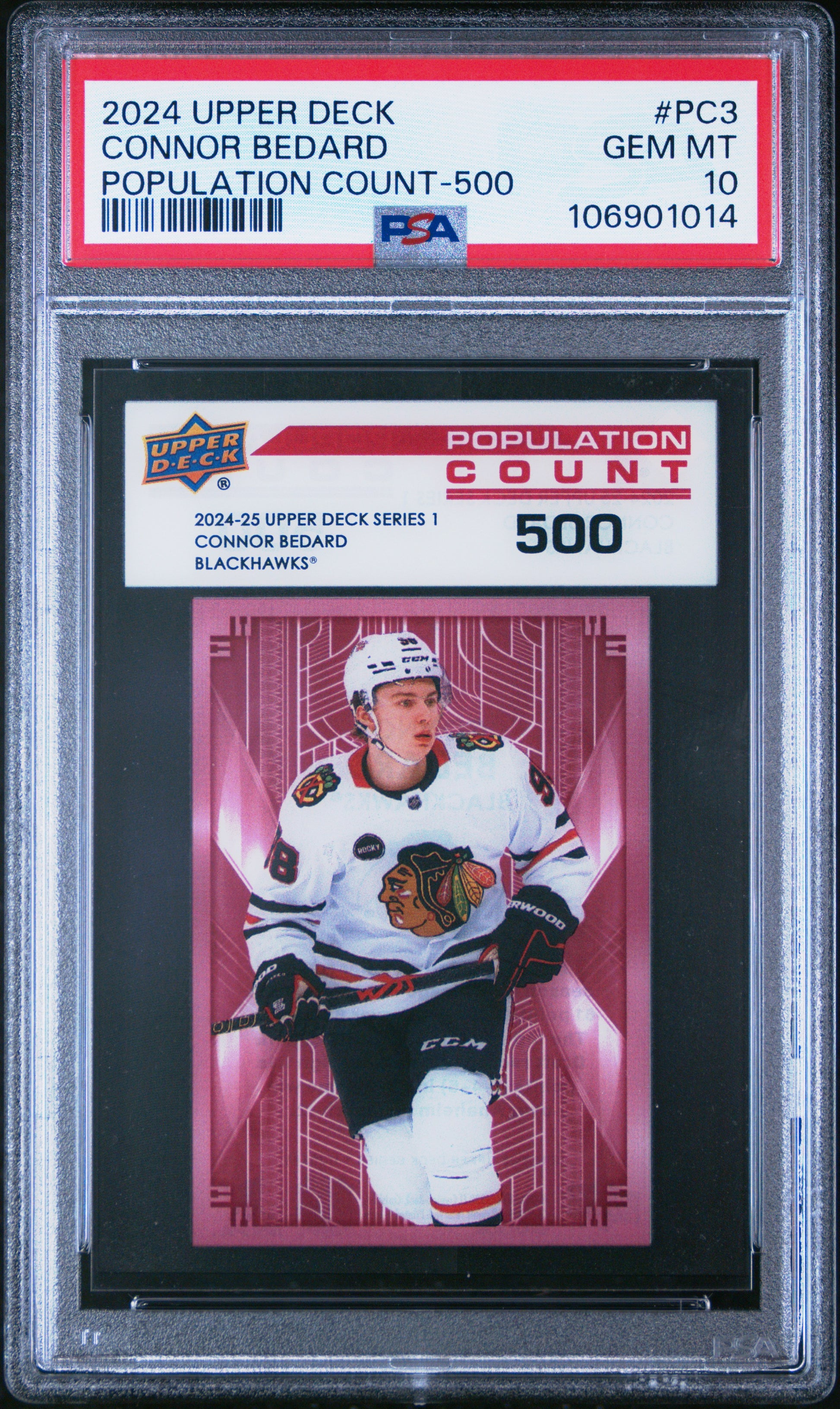 Connor Bedard 2024 Upper Deck Population Count 500 #PC3 PSA 10 Gem Mint
