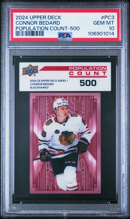 Connor Bedard 2024 Upper Deck Population Count 500 #PC3 PSA 10 Gem Mint