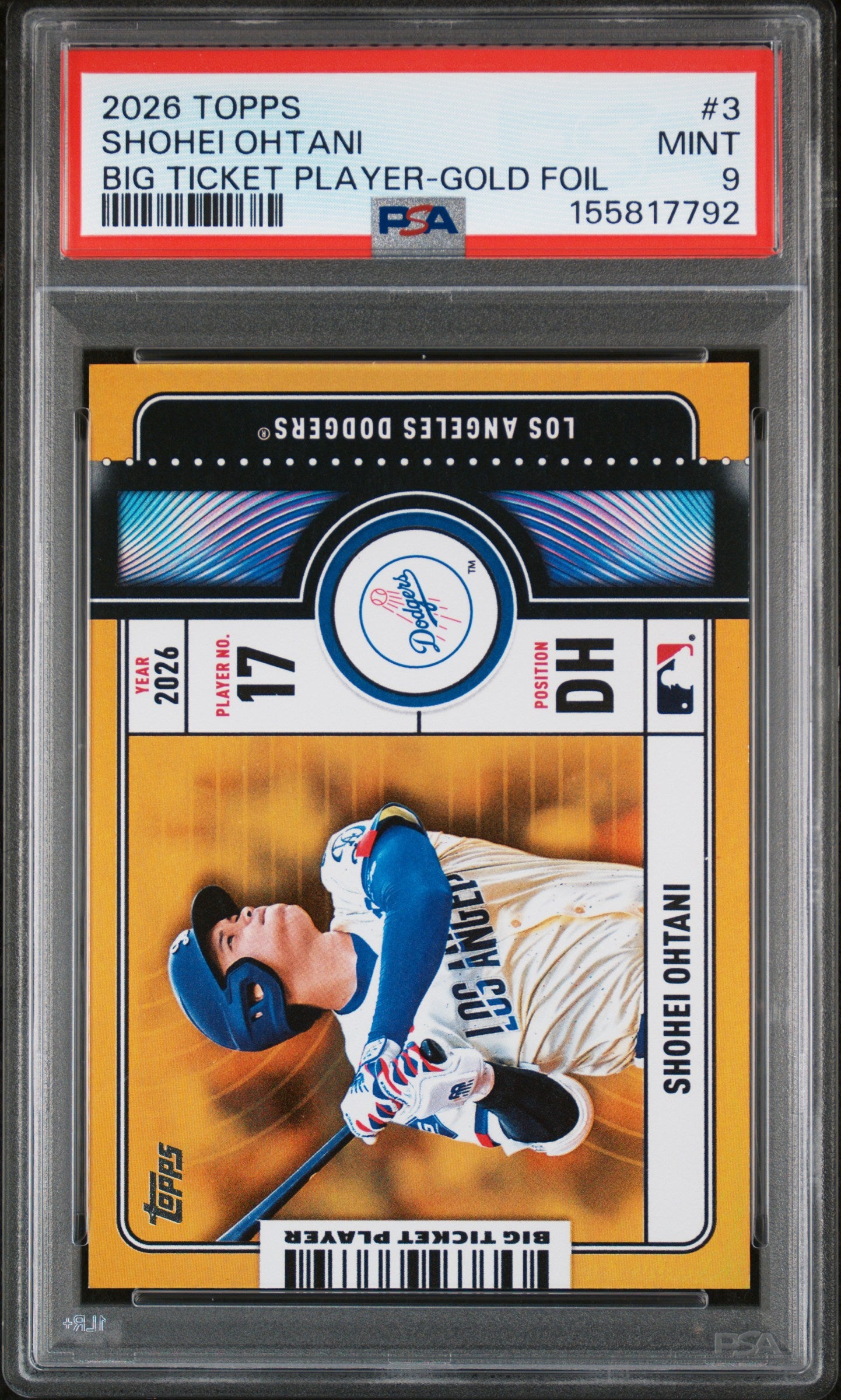 Shohei Ohtani 2026 Topps Big Ticket Player Gold Foil #26/50 PSA 9 Mint