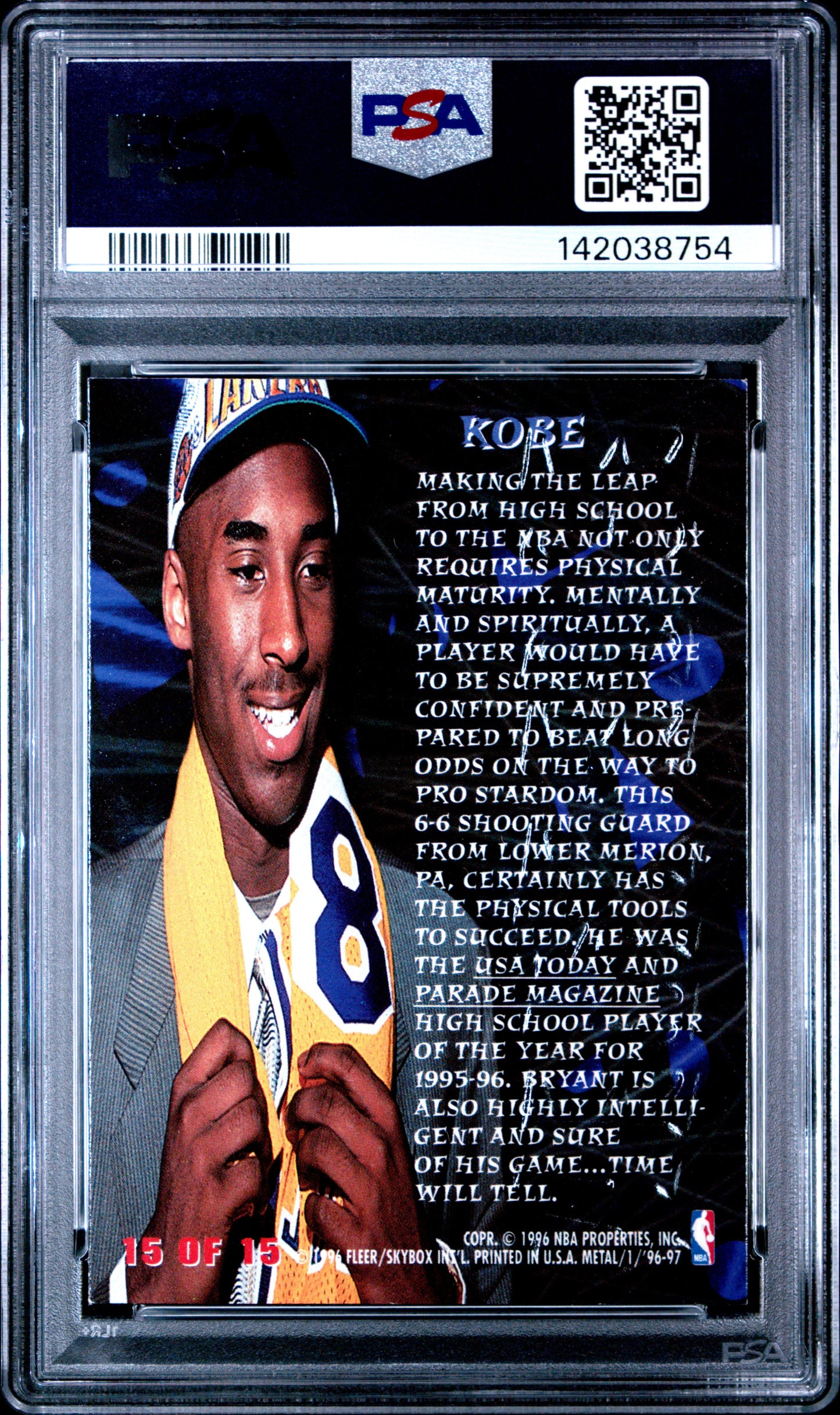 Kobe Bryant 1996-97 Fleer Metal Edge #15 PSA 7 Near Mint