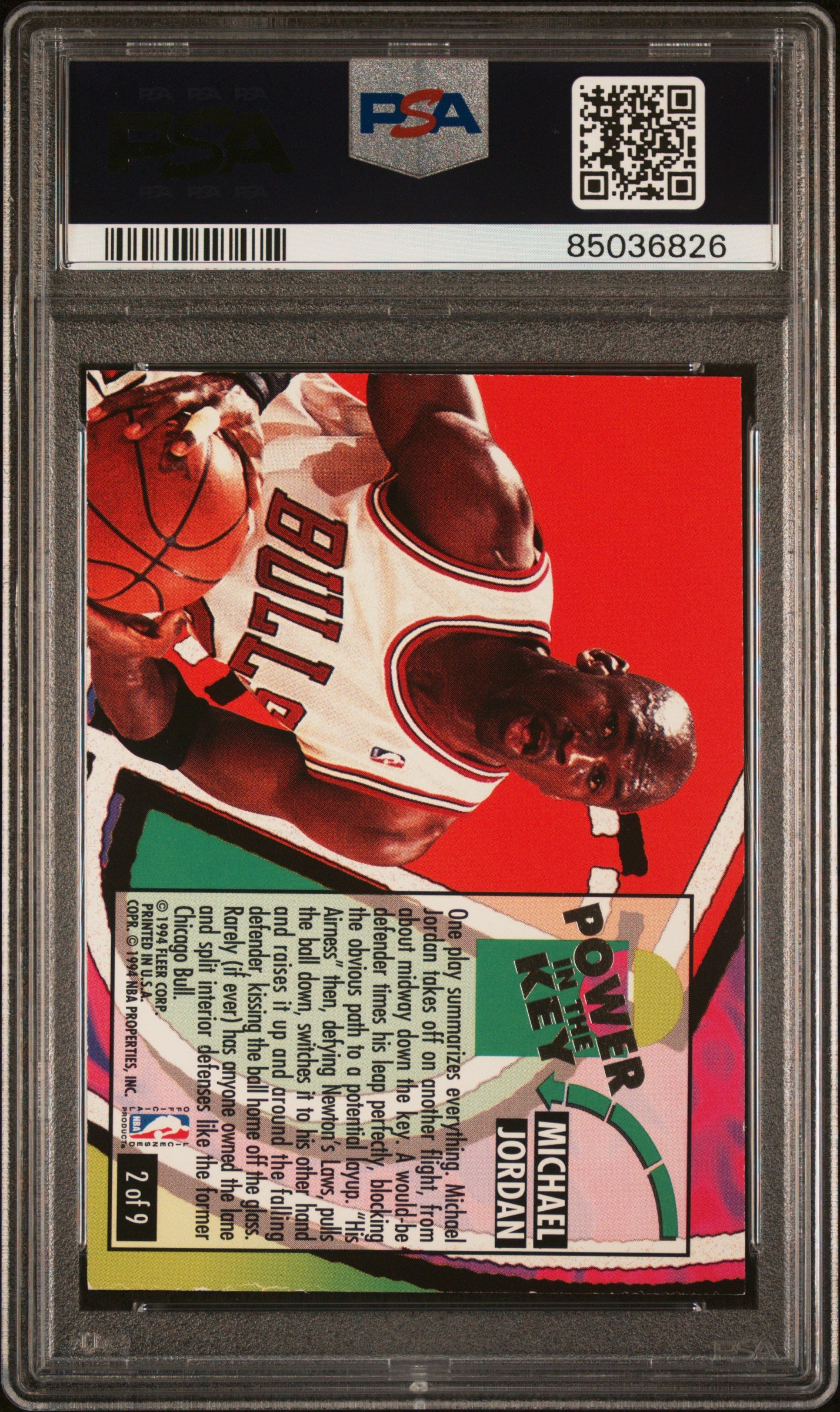 Michael Jordan 1993 Fleer Ultra Power in the Key PSA 7 Near Mint