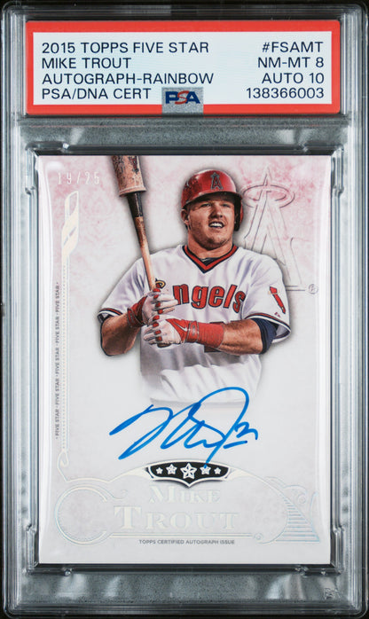 Mike Trout 2015 Topps Five Star Rainbow Auto #19/25 PSA 8 Auto 10