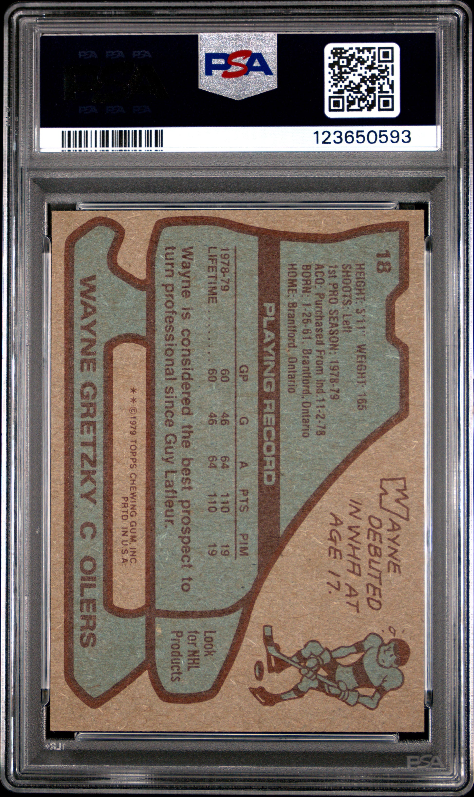 Wayne Gretzky 1979 Topps Rookie #18 PSA 4 Vg-Ex 0593