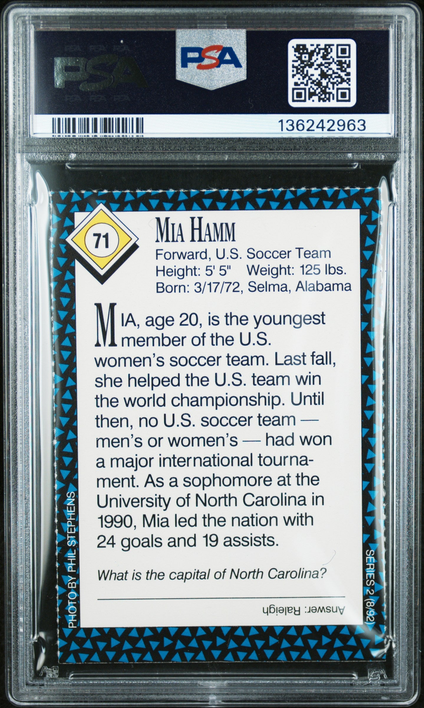 Mia Hamm 1992 SI for Kinds Series 2 #71 PSA 6 Ex-Mint