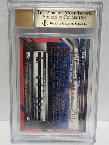 Corey Seager 2016 Bowman Chrome Rookie Refractor Auto #130/499 BGS 9.5 Auto 10