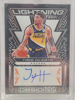 Tyrese Haliburton 2021 Panini Obsidian Lightning Strike Orange Auto #7/35