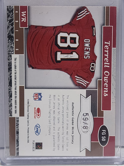 Terrell Owens 2002 Donruss Fabrice of the Game Patch Auto #59/81