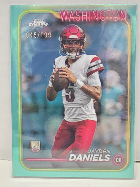 Jayden Daniels 2024 Topps Chrome Aqua Refractor #45/199