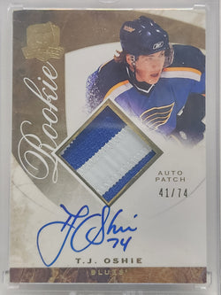 T.J. Oshie 2008 Upper Deck The Cup Gold Rookie Patch Auto #41/74