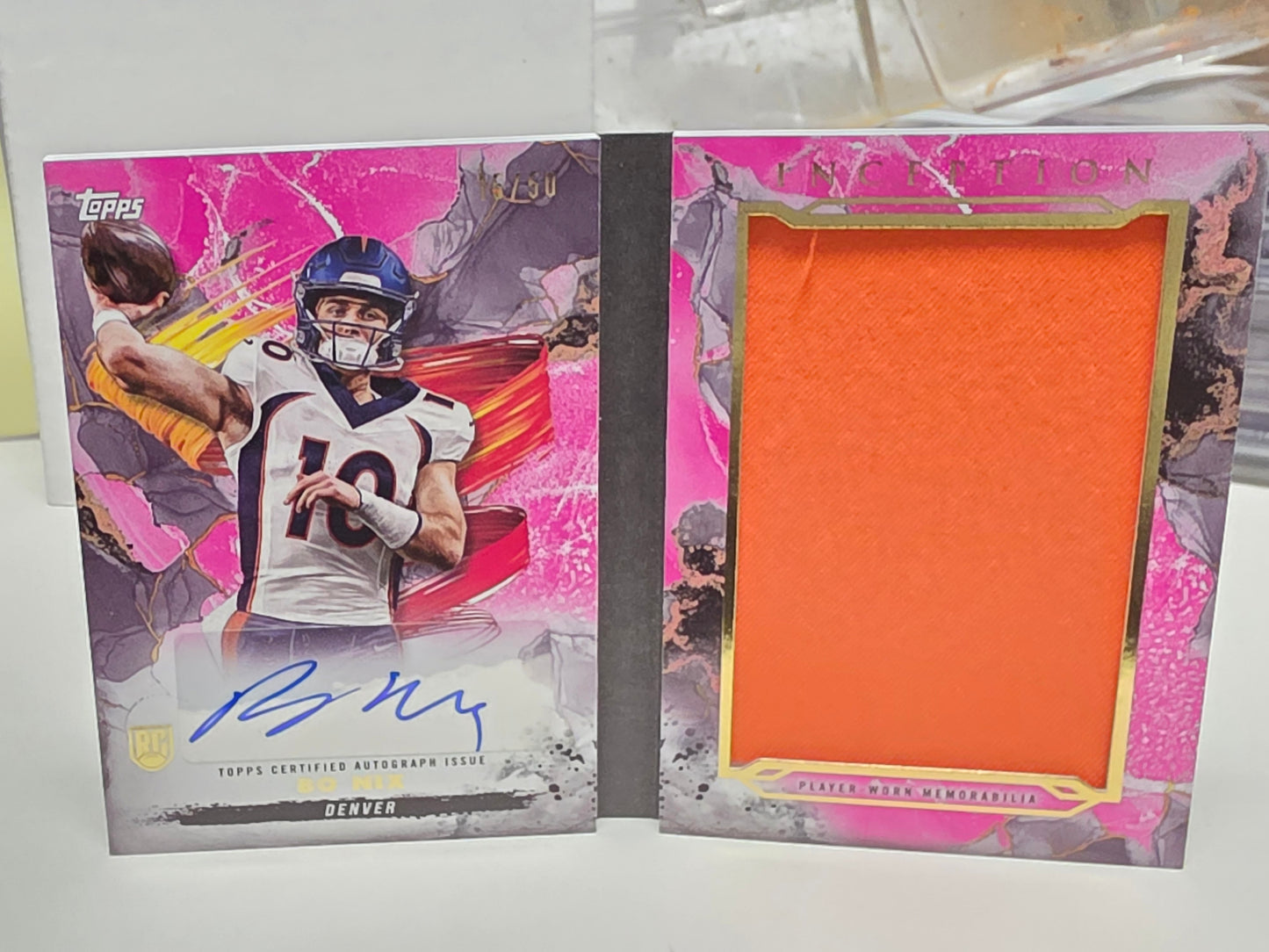 Bo Nix 2024 Topps Inception Jersey Autograph Booklet #15/50