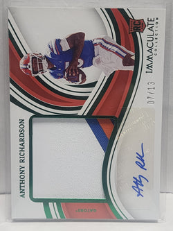 Anthony Richardson 2023 Panini Immaculate Collegiate Emerald Patch Auto #7/13