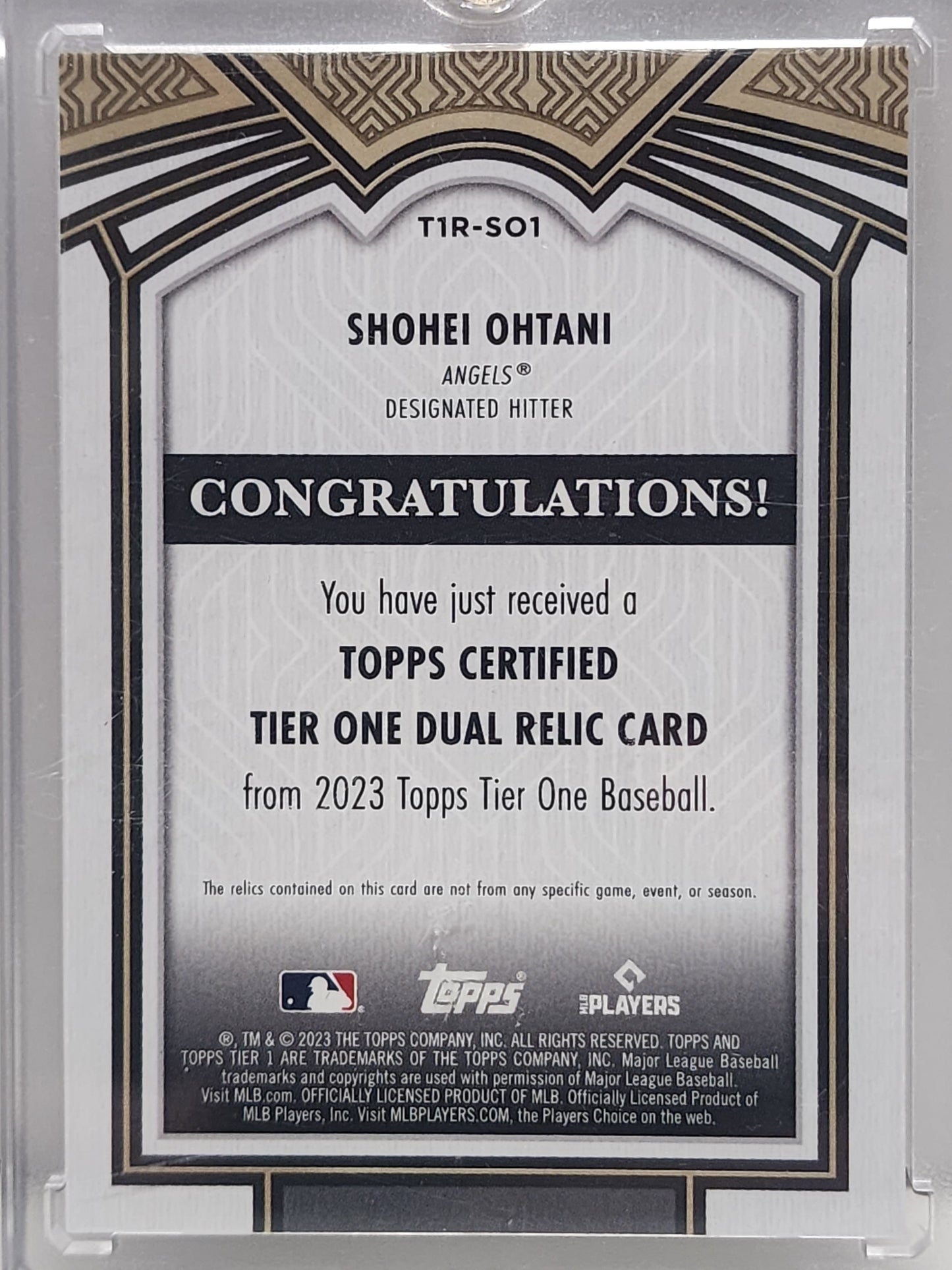 Shohei Ohtani 20243 Topps Tier One Dual Patch Gold #11/25