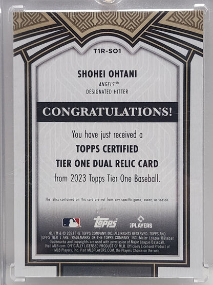 Shohei Ohtani 20243 Topps Tier One Dual Patch Gold #11/25