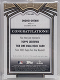 Shohei Ohtani 20243 Topps Tier One Dual Patch Gold #11/25