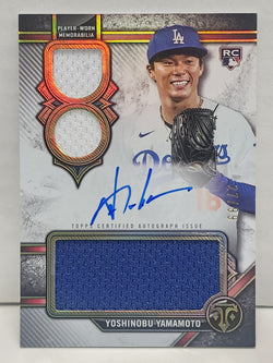 Yoshinobu Yamamoto 2024 Topps Triple Threads Rookie Auto Jersey #27/99