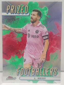 Lionel Messi 2023 Topps Finest MLS Prized Footballers Green/Red Fusion #5/25