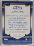 Starlin Castro 2012 Topps All-Star Stitches Jumbo Patch Auto #4/6