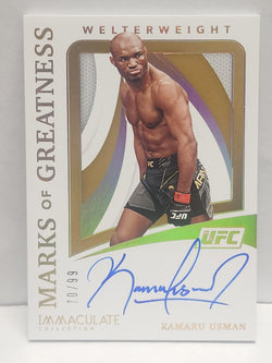 Kamaru Usman 2021 Panini Immaculate Marks of Greatness Autograph #70/99