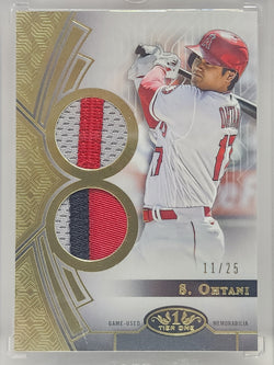 Shohei Ohtani 20243 Topps Tier One Dual Patch Gold #11/25